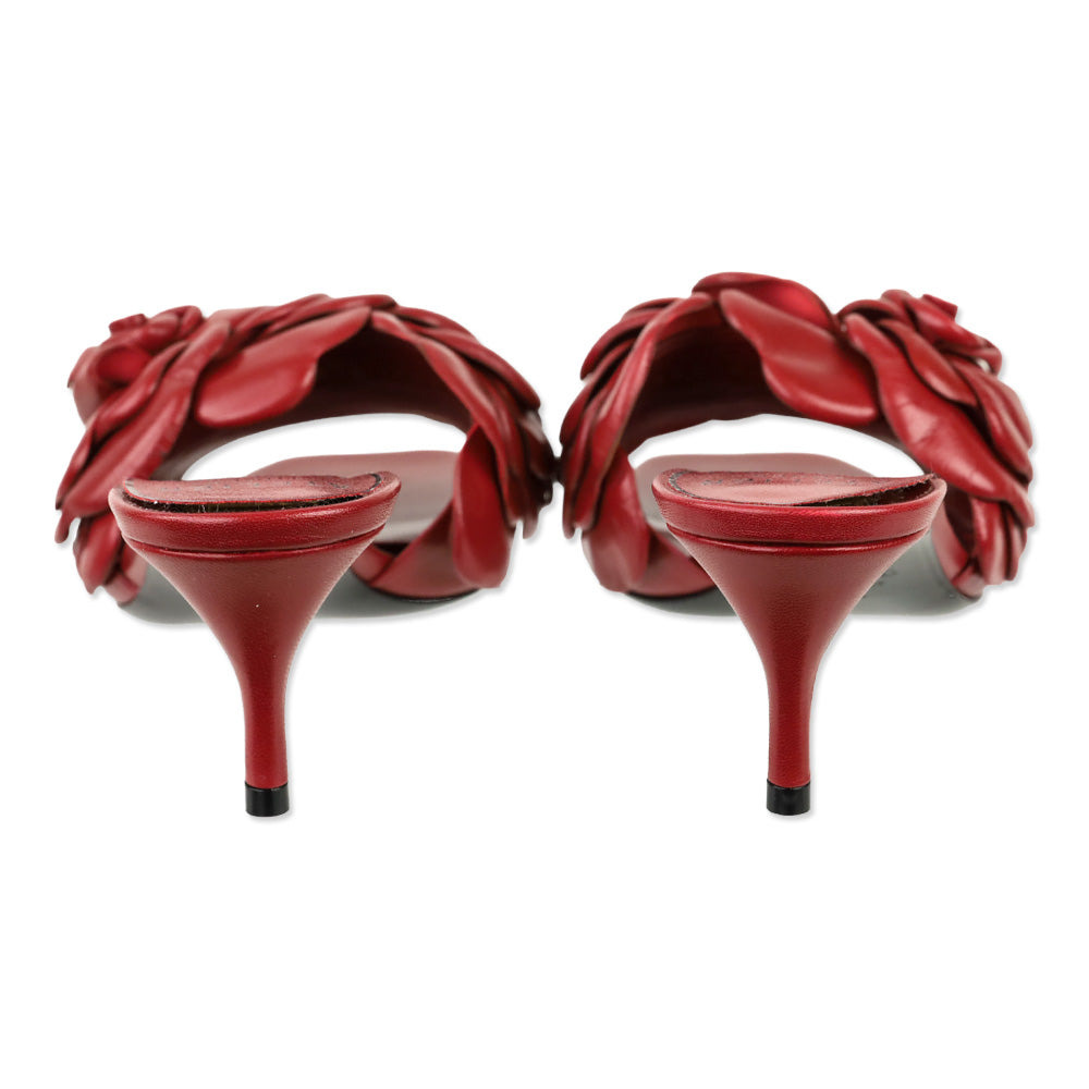 Valentino Garavani Rosso Red Leather Atelier 03 Rose Edition 90mm Mule Sandals
