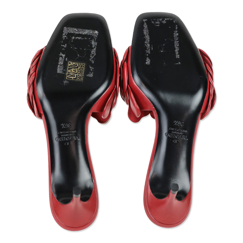 Valentino Garavani Rosso Red Leather Atelier 03 Rose Edition 90mm Mule Sandals