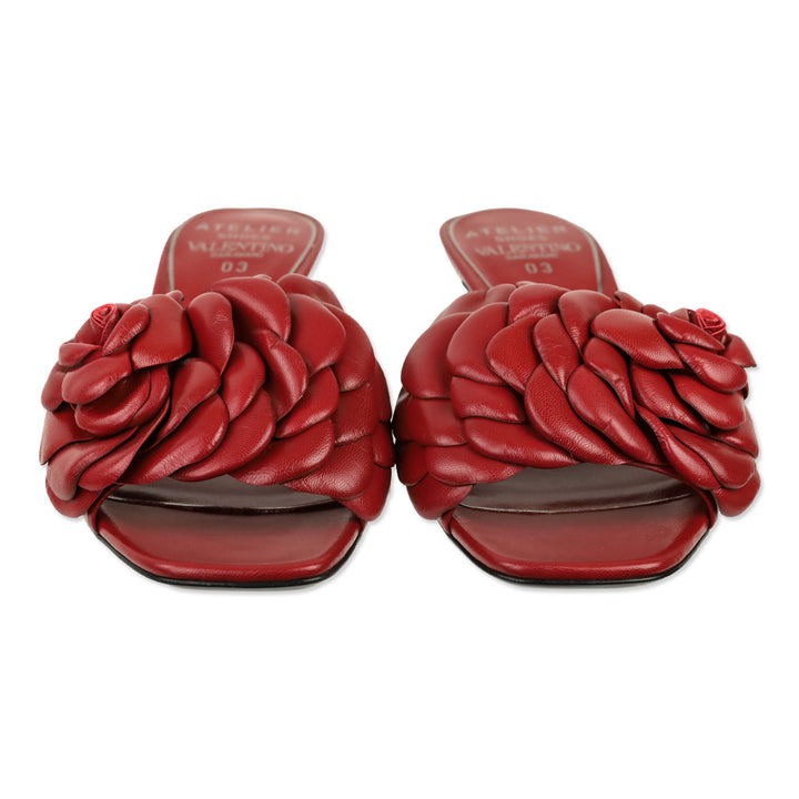 Valentino Garavani Rosso Red Leather Atelier 03 Rose Edition 90mm Mule Sandals
