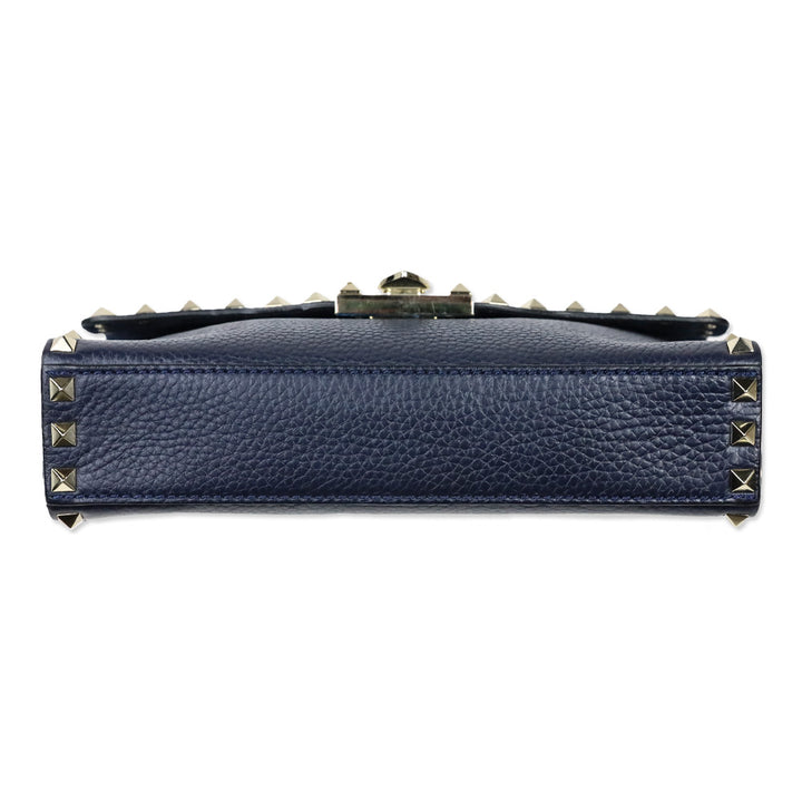 Valentino Garavani Small Rockstud Navy Grainy Calfskin Crossbody Bag