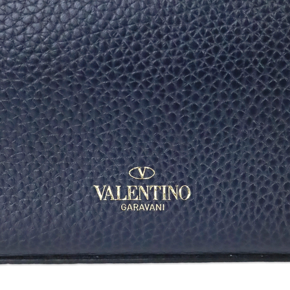 Valentino Garavani Small Rockstud Navy Grainy Calfskin Crossbody Bag