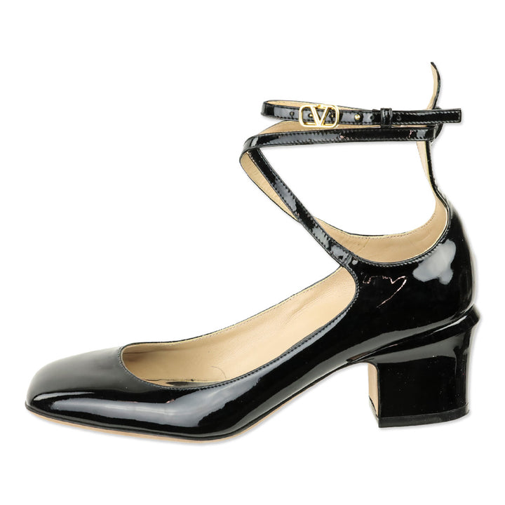 Valentino Garavani Tan-Go 60 Black Patent Leather Pumps