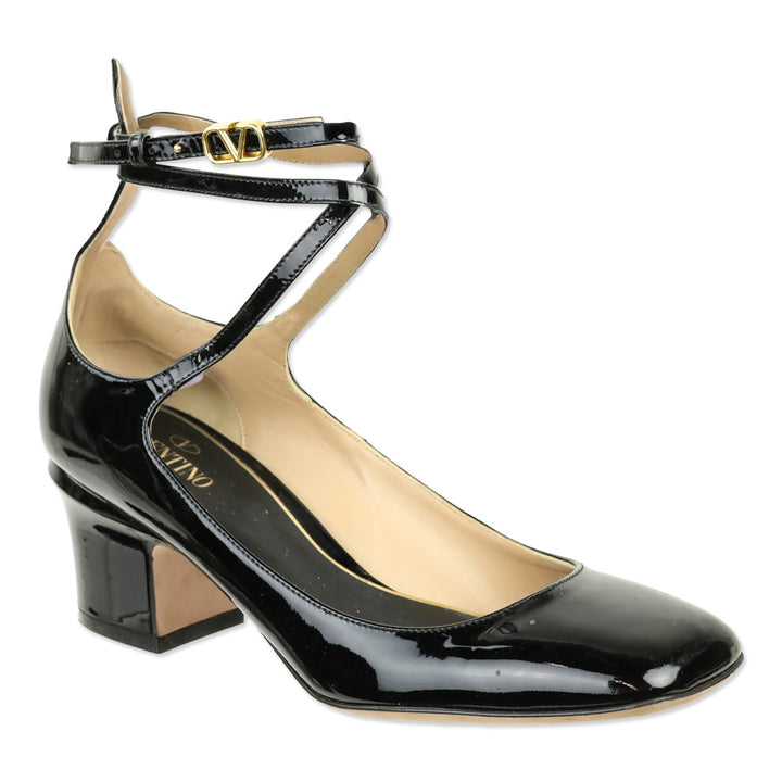 Valentino Garavani Tan-Go 60 Black Patent Leather Pumps