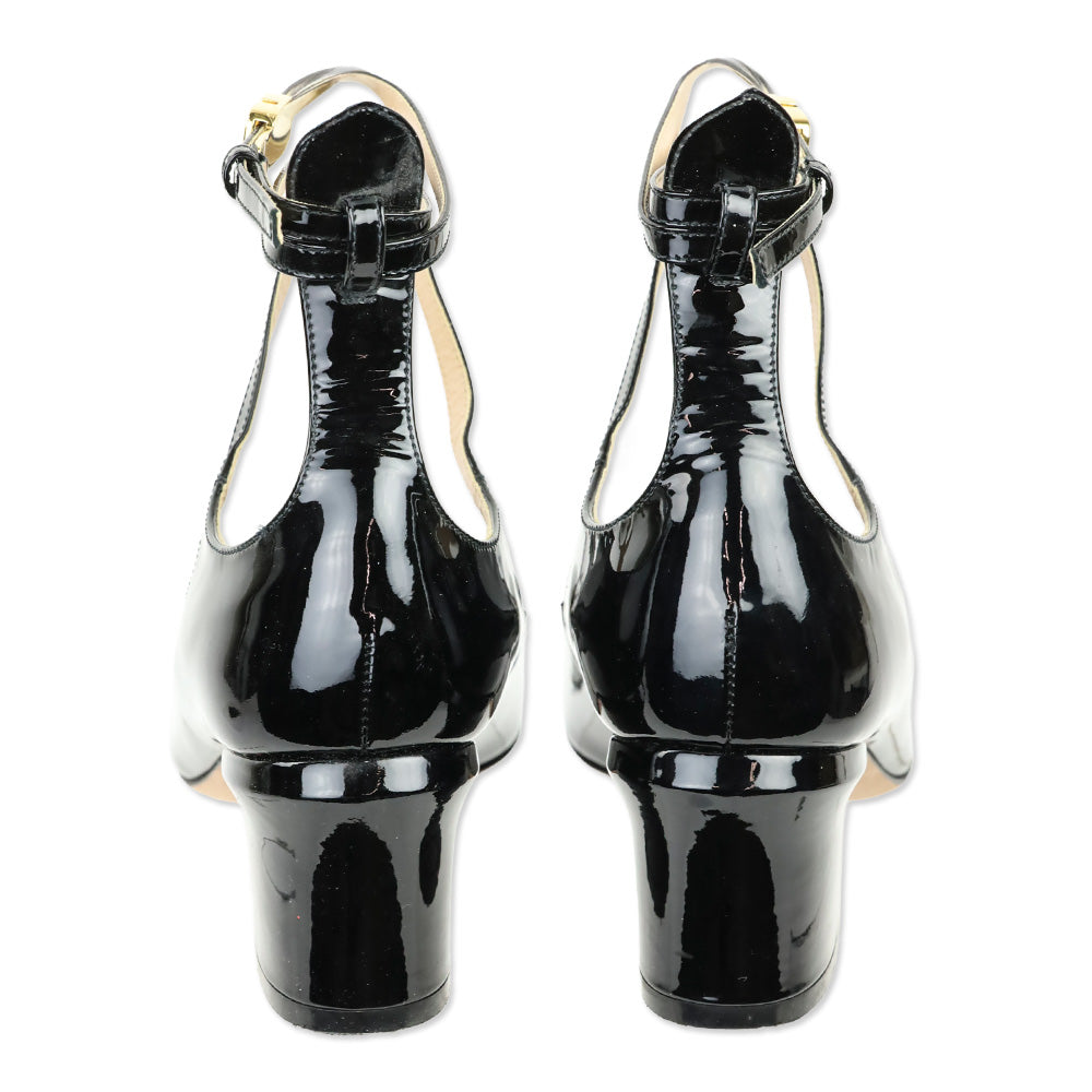 Valentino Garavani Tan-Go 60 Black Patent Leather Pumps