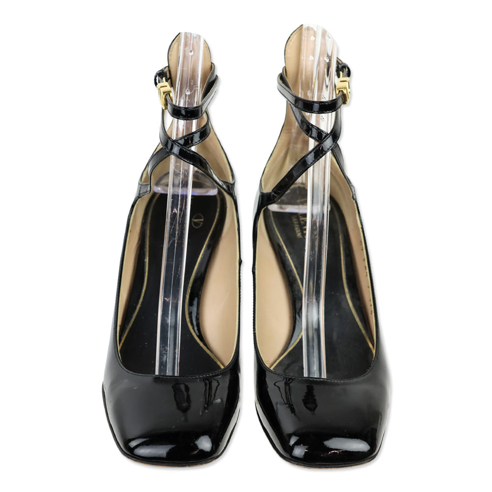 Valentino Garavani Tan-Go 60 Black Patent Leather Pumps