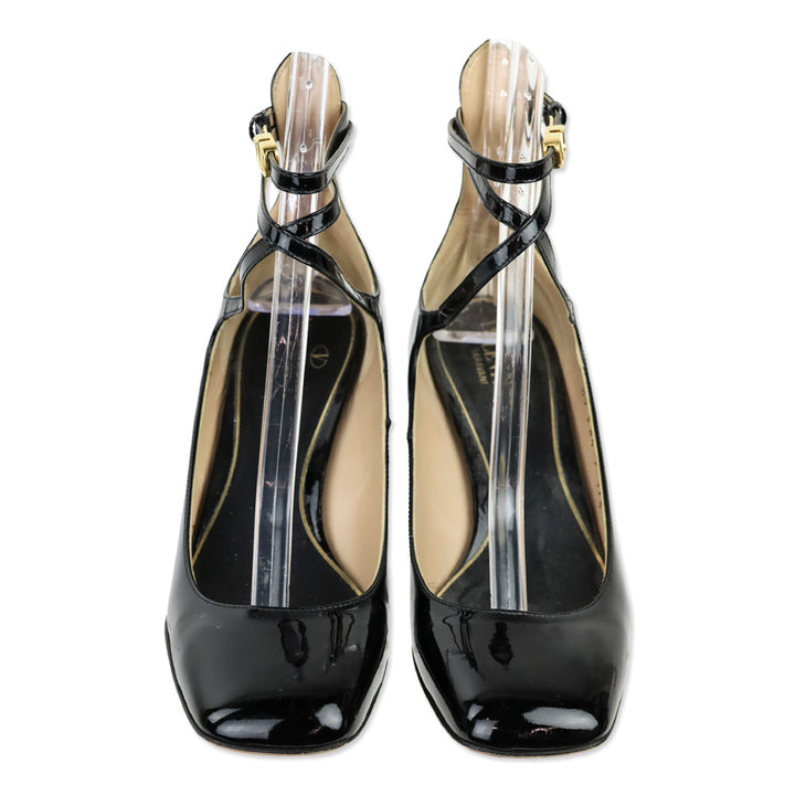 Valentino Garavani Tan-Go 60 Black Patent Leather Pumps