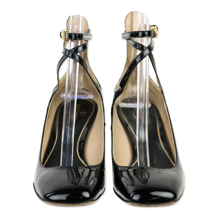 Valentino Garavani Tan-Go 60 Black Patent Leather Pumps