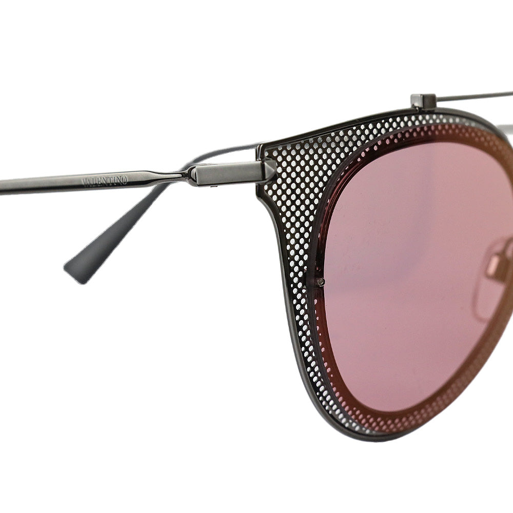 Valentino Gunmetal Aviator Cat-Eye Pink Tinted Sunglasses