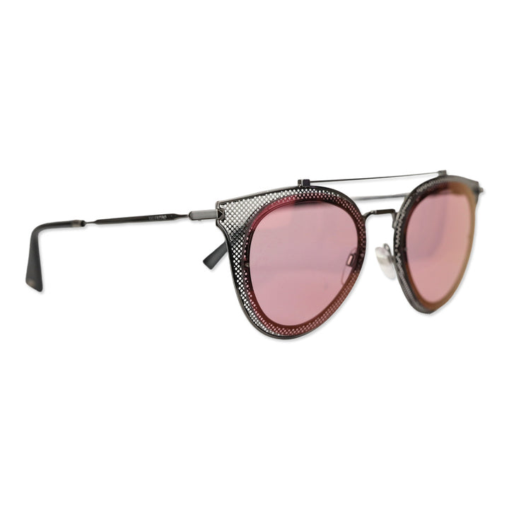 Valentino Gunmetal Aviator Cat-Eye Pink Tinted Sunglasses