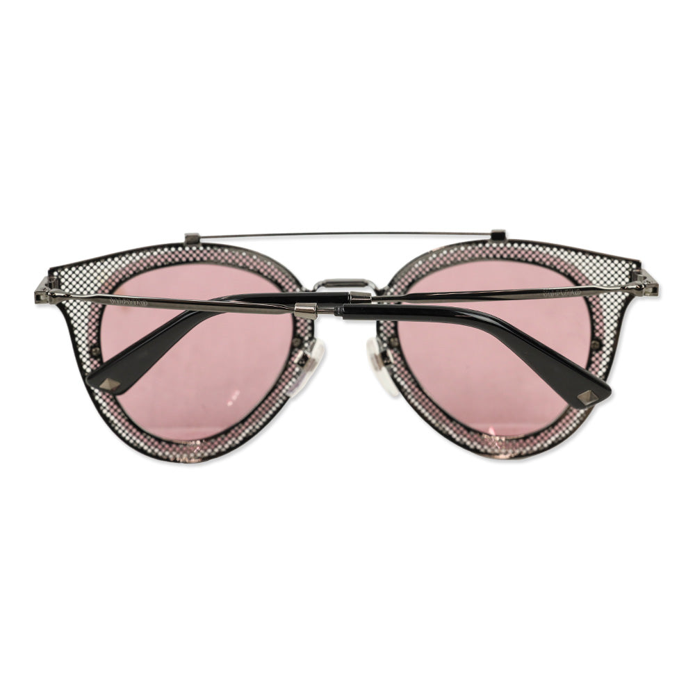 Valentino Gunmetal Aviator Cat-Eye Pink Tinted Sunglasses