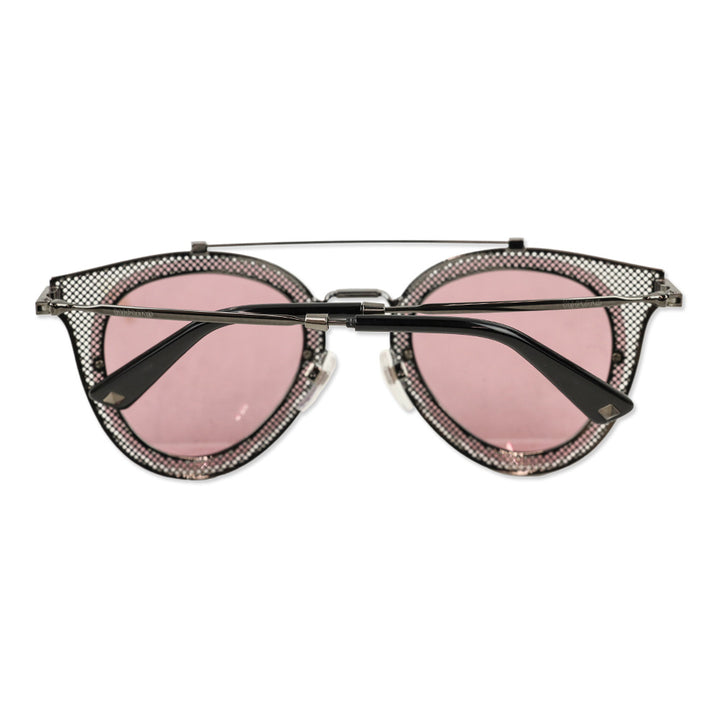 Valentino Gunmetal Aviator Cat-Eye Pink Tinted Sunglasses
