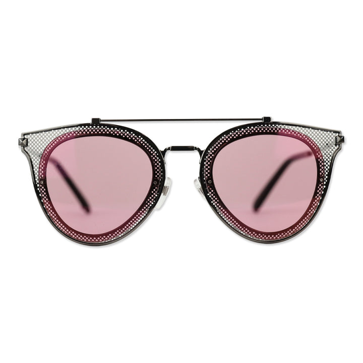 Valentino Gunmetal Aviator Cat-Eye Pink Tinted Sunglasses