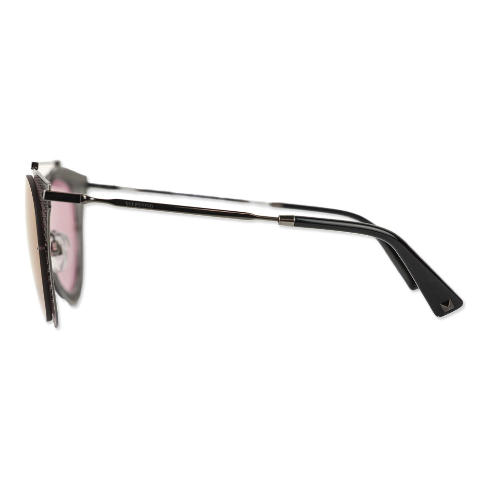 Valentino Gunmetal Aviator Cat-Eye Pink Tinted Sunglasses