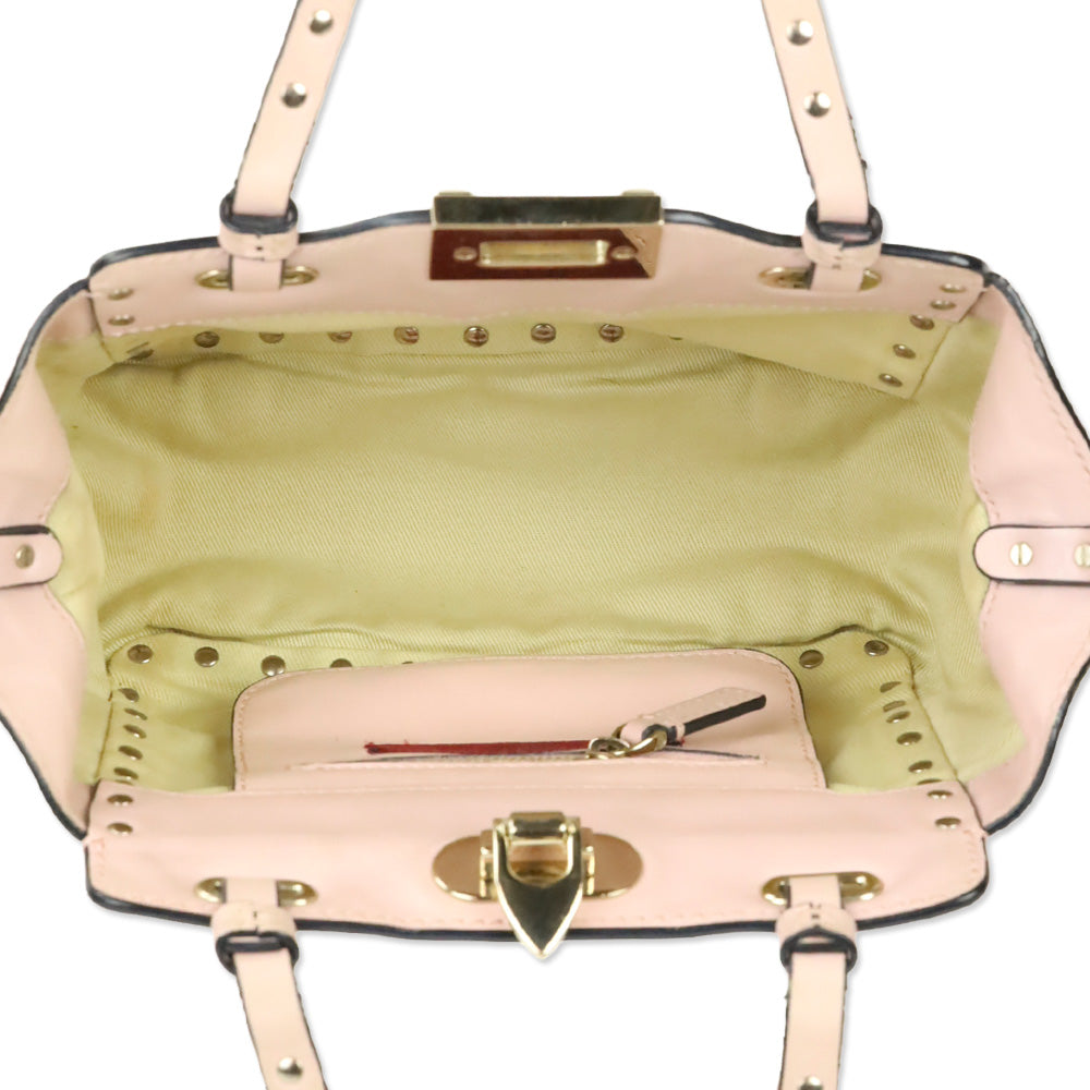 Valentino Pale Pink Calfskin Mini Rockstud Tote