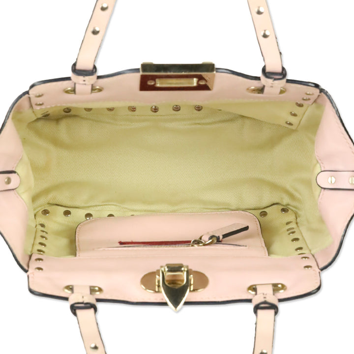 Valentino Pale Pink Calfskin Mini Rockstud Tote