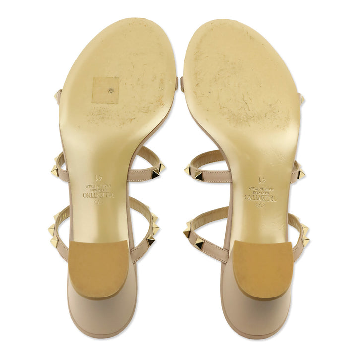 Valentino Rockstud Poudre Calfskin Leather Slide 60mm Sandal