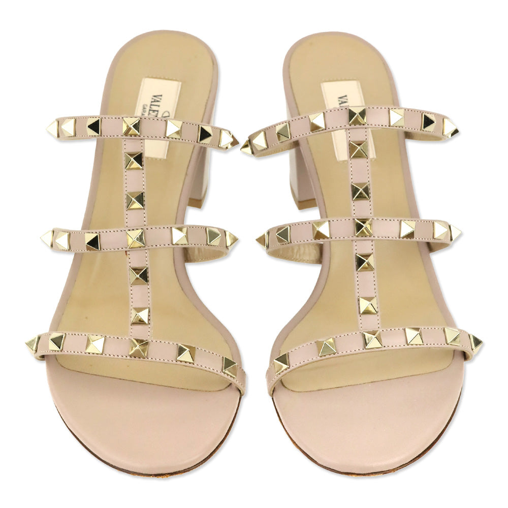 Valentino Rockstud Poudre Calfskin Leather Slide 60mm Sandal
