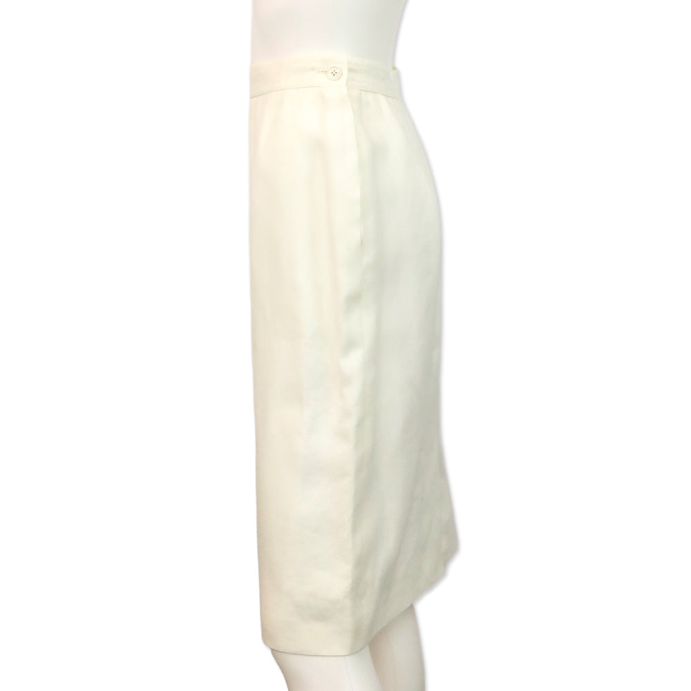 Valentino Studio White Linen Midi Skirt