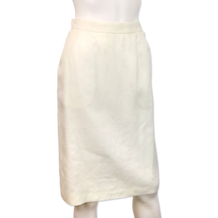 Valentino Studio White Linen Midi Skirt