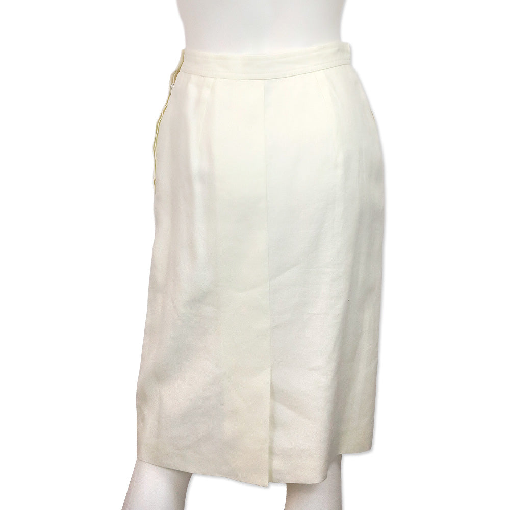 Valentino Studio White Linen Midi Skirt