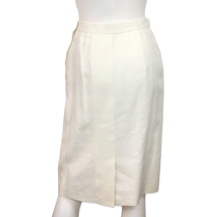 Valentino Studio White Linen Midi Skirt