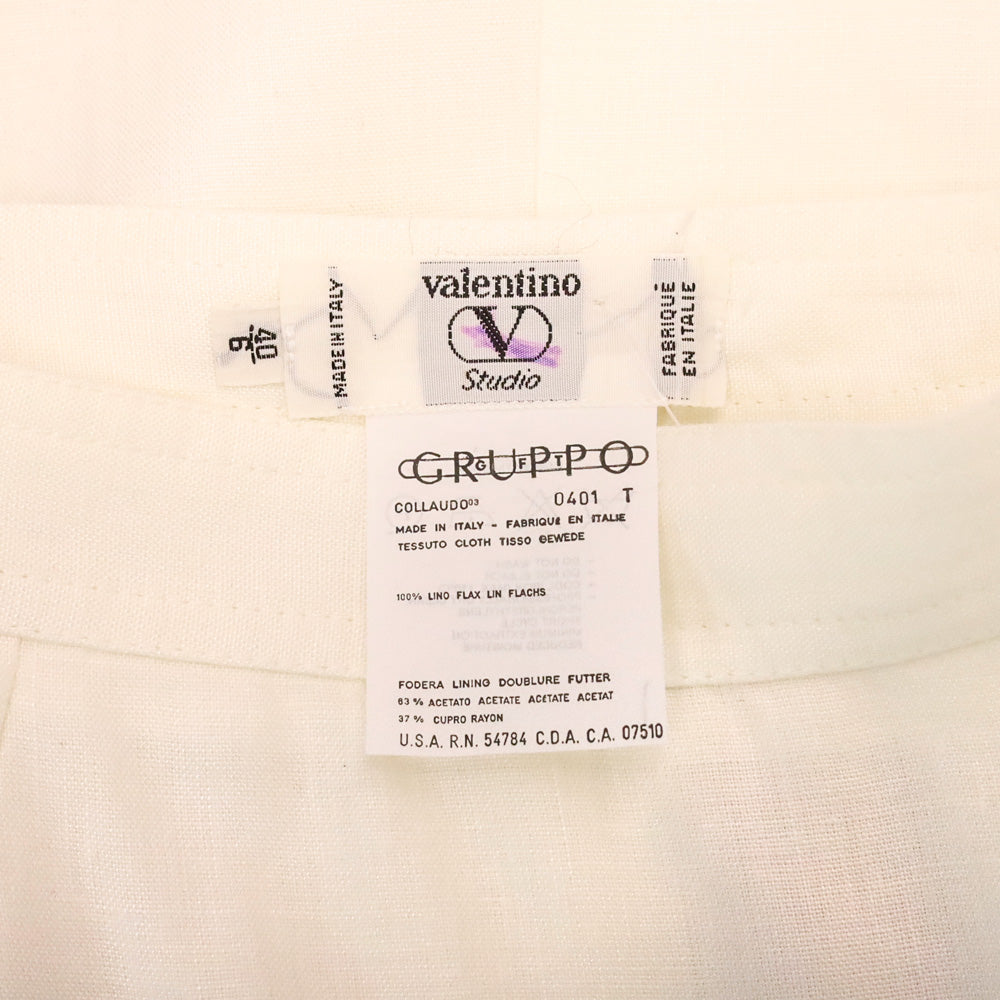 Valentino Studio White Linen Midi Skirt