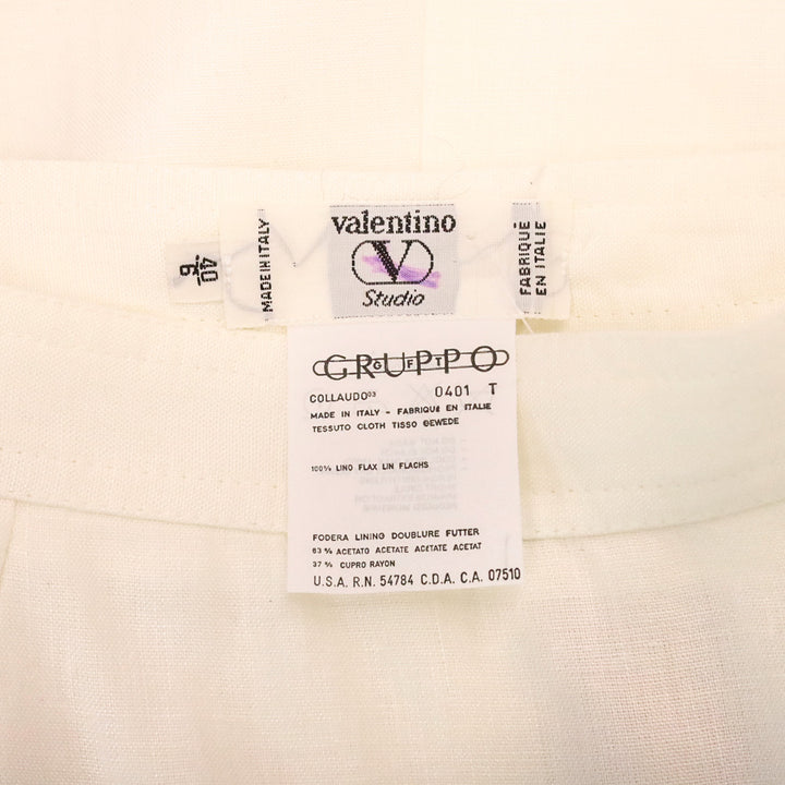 Valentino Studio White Linen Midi Skirt