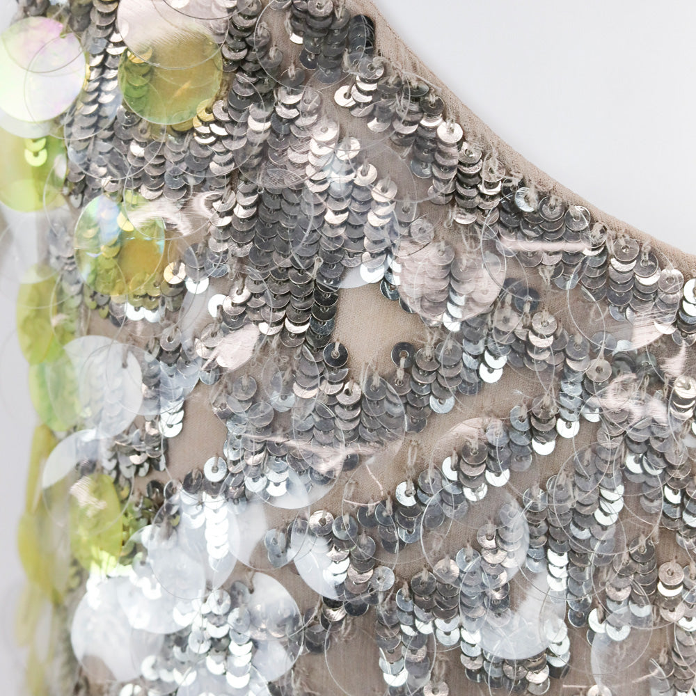 Valentino Twofer Yellow Sequin Embellished Silk Tank Top