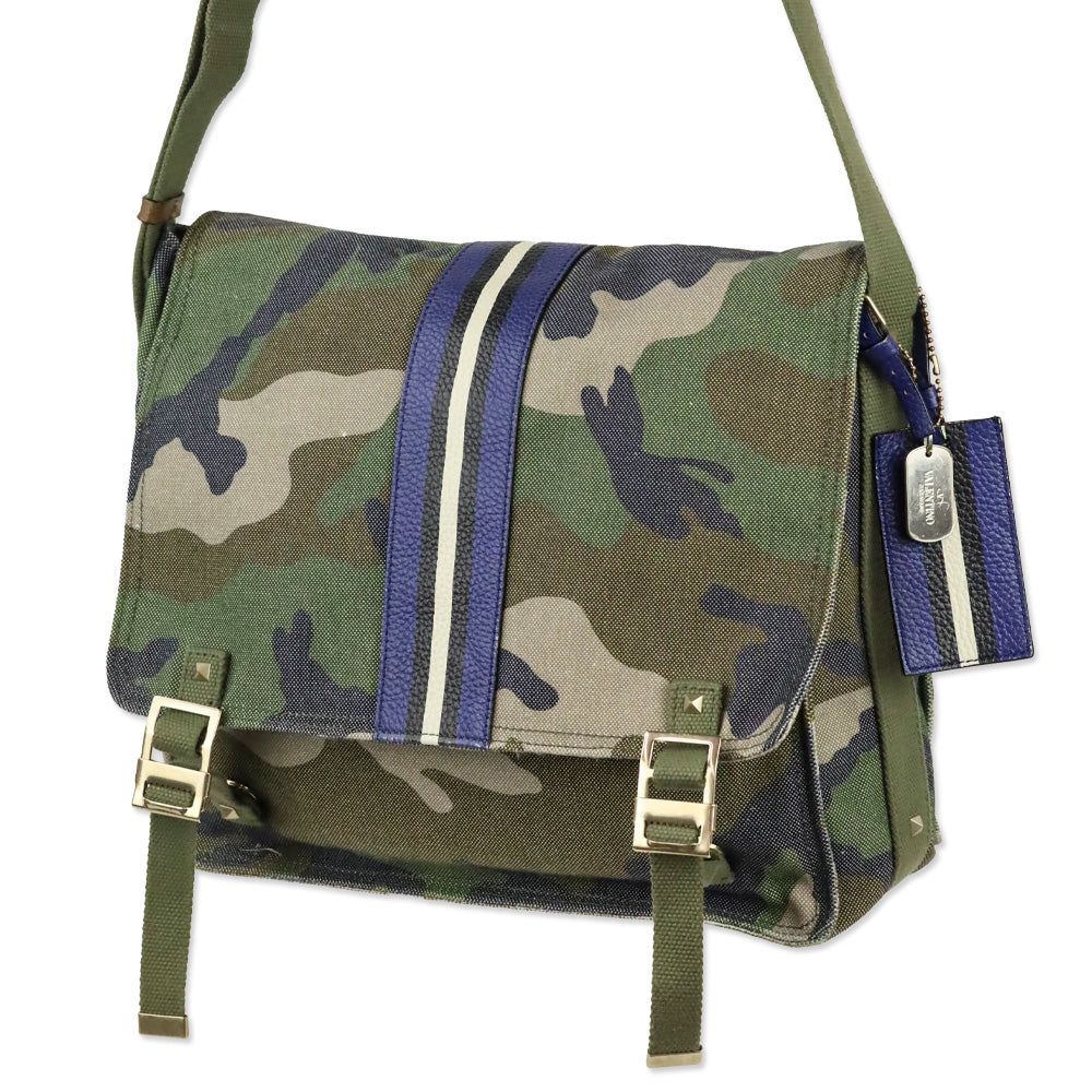 Valentino Garavani Spring 2017 Menswear Camo Canvas Messenger Bag