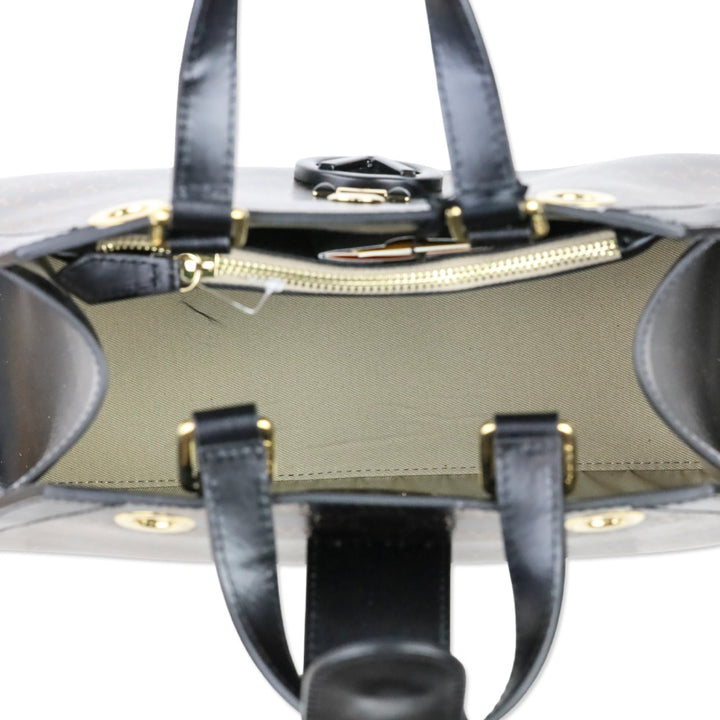 Valentino by Mario Valentino Black/Gold Monogram Leather Top Handle Bag
