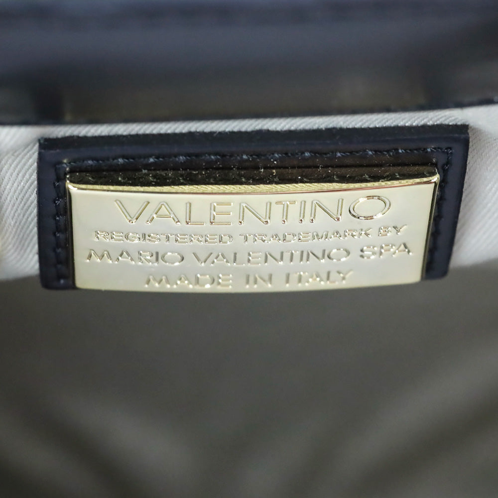 Valentino by Mario Valentino Black/Gold Monogram Leather Top Handle Bag