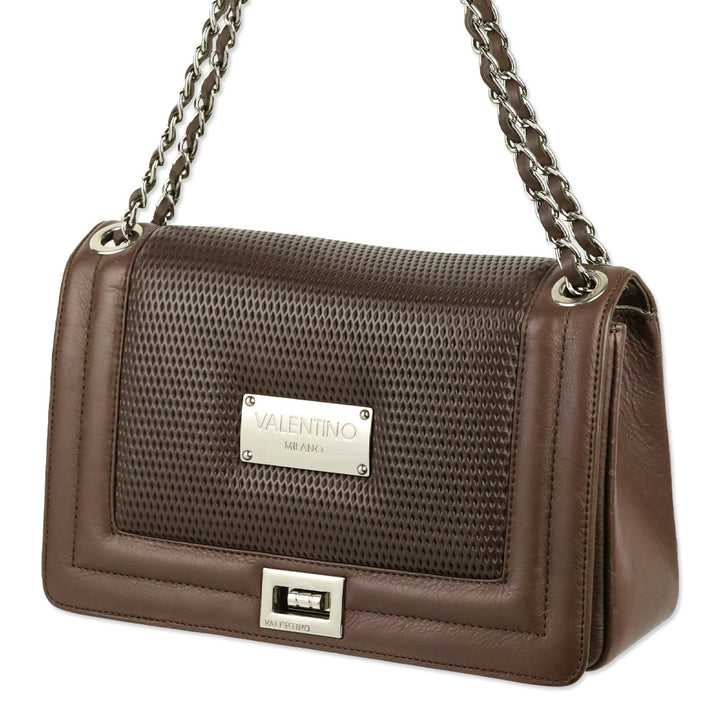 Valentino by Mario Valentino Brown Perforated Quilted Leather Alice Shoulder Bag