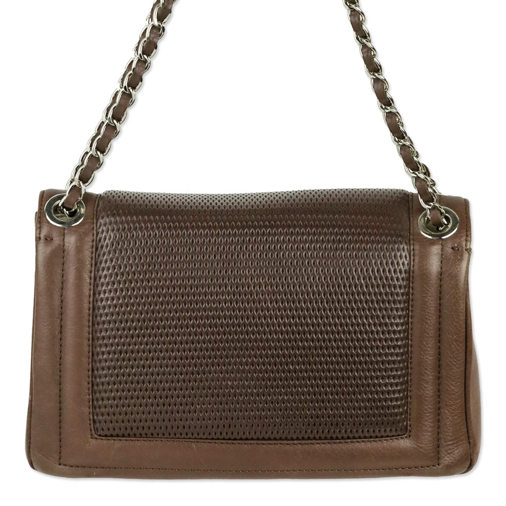 Valentino by Mario Valentino Brown Perforated Quilted Leather Alice Shoulder Bag