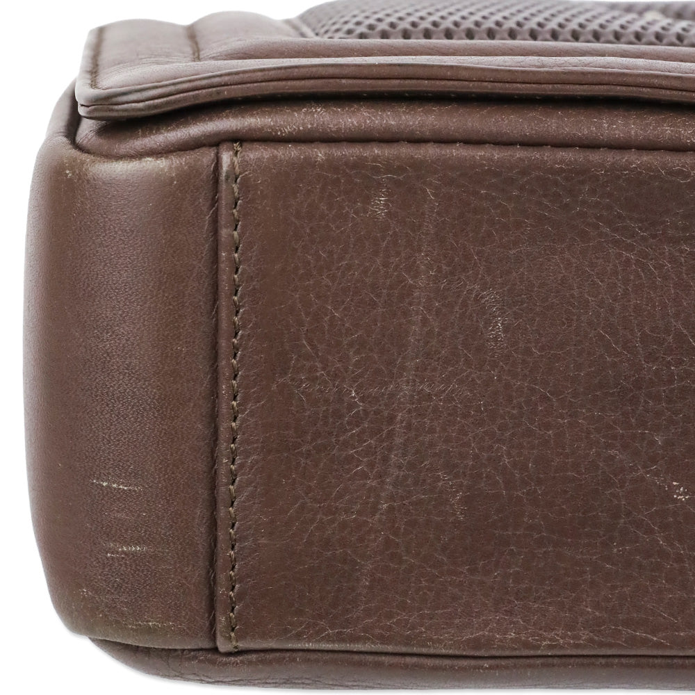 Valentino by Mario Valentino Brown Perforated Quilted Leather Alice Shoulder Bag