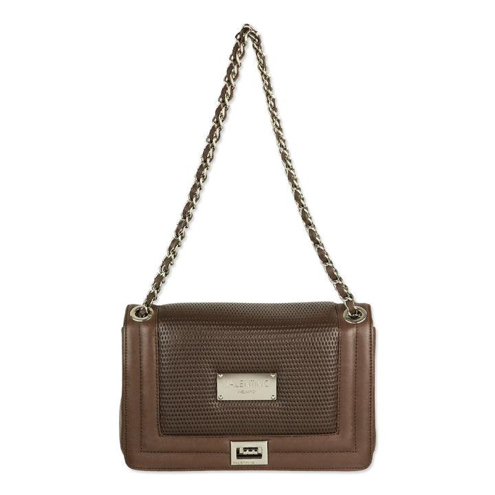 Valentino by Mario Valentino Brown Perforated Quilted Leather Alice Shoulder Bag