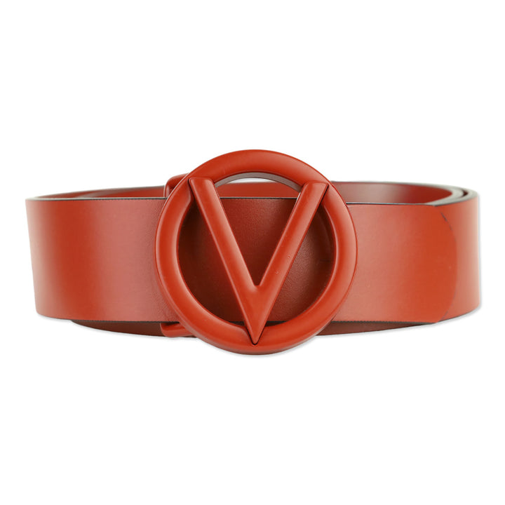 Valentino by Mario Valentino Cinnamon Slim Logo Leather Belt