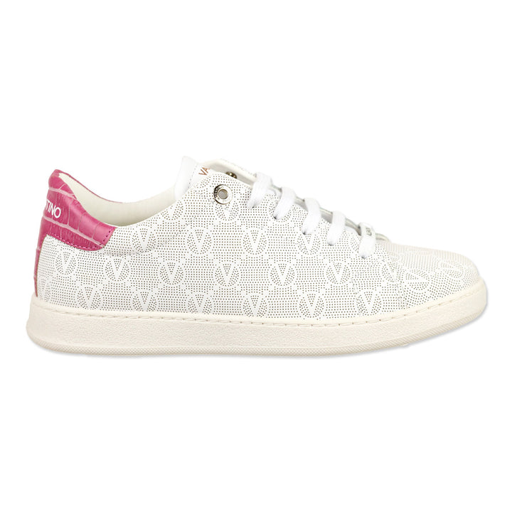 Valentino by Mario Valentino White/Pink Chandra Monogram Low Top Sneakers