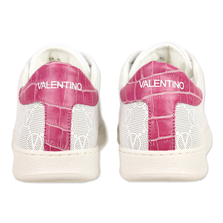 Valentino by Mario Valentino White/Pink Chandra Monogram Low Top Sneakers