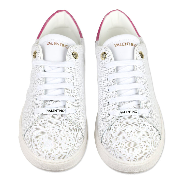 Valentino by Mario Valentino White/Pink Chandra Monogram Low Top Sneakers
