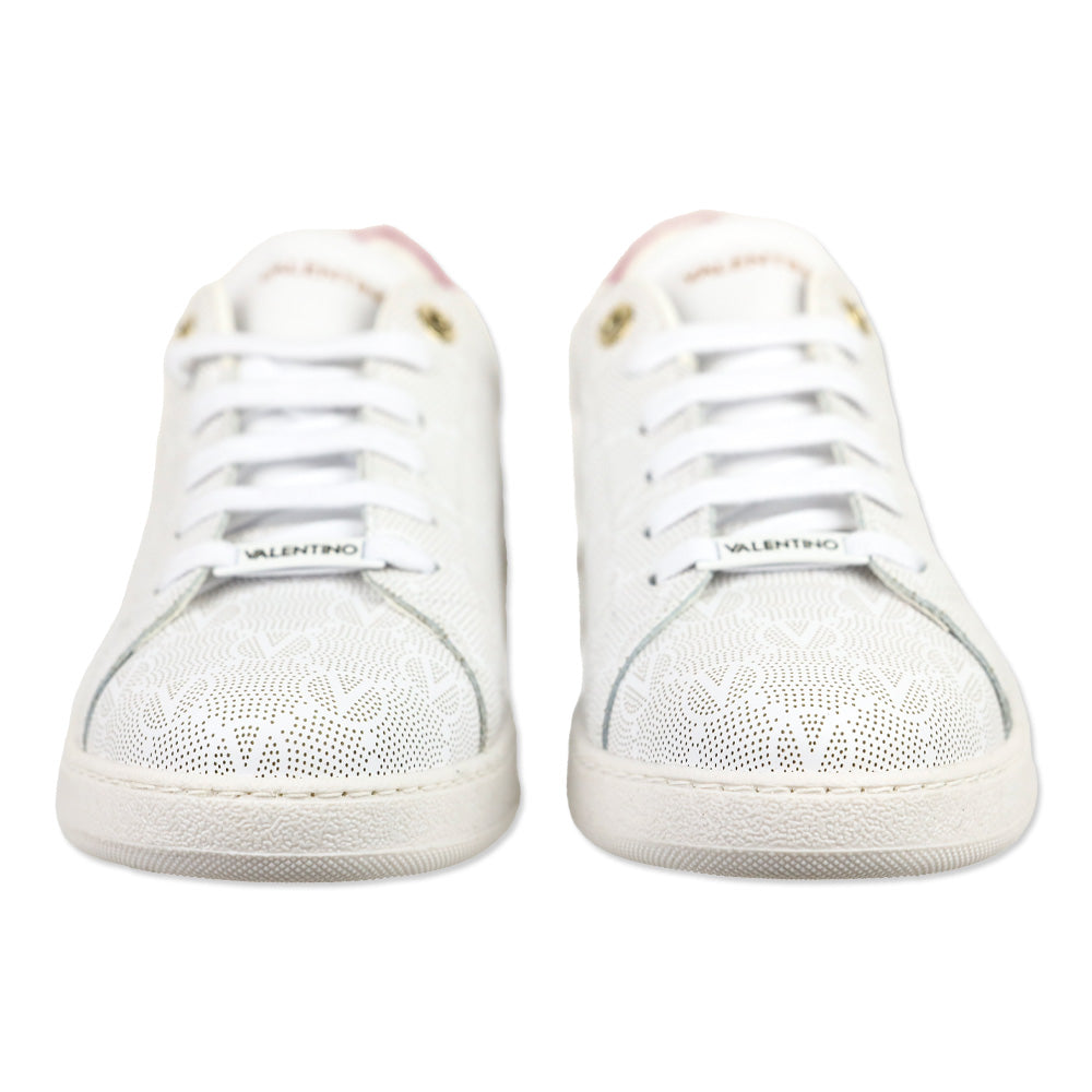 Valentino by Mario Valentino White/Pink Chandra Monogram Low Top Sneakers