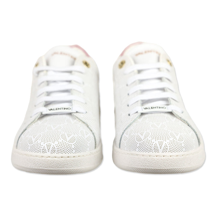 Valentino by Mario Valentino White/Pink Chandra Monogram Low Top Sneakers
