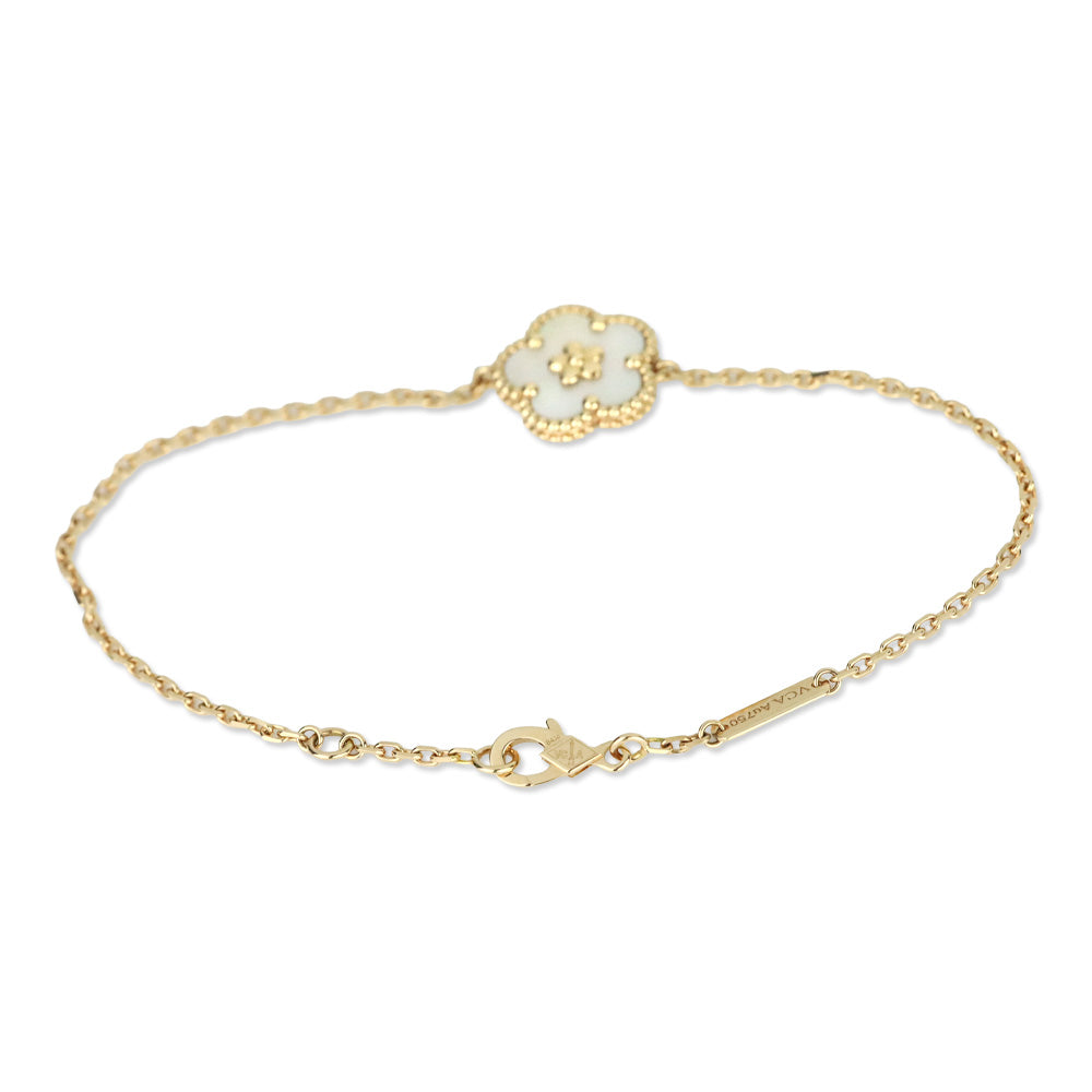 Van Cleef & Arpels Lucky Spring Bracelet, Plum Blossom in 18K Rose Gold & Mother-of-pearl