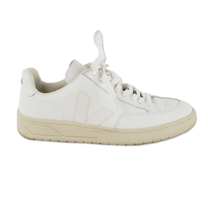 Veja V-12 White Leather Low-Top Sneakers