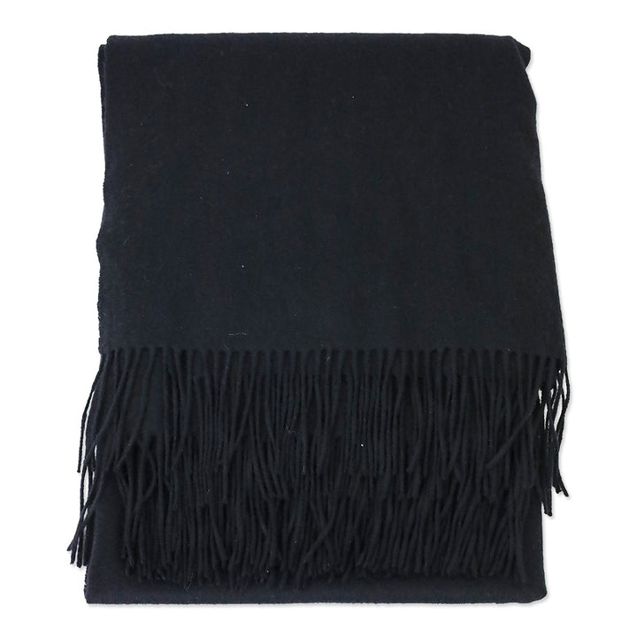 Velanio Cashmere Black Fringe Shawl Scarf