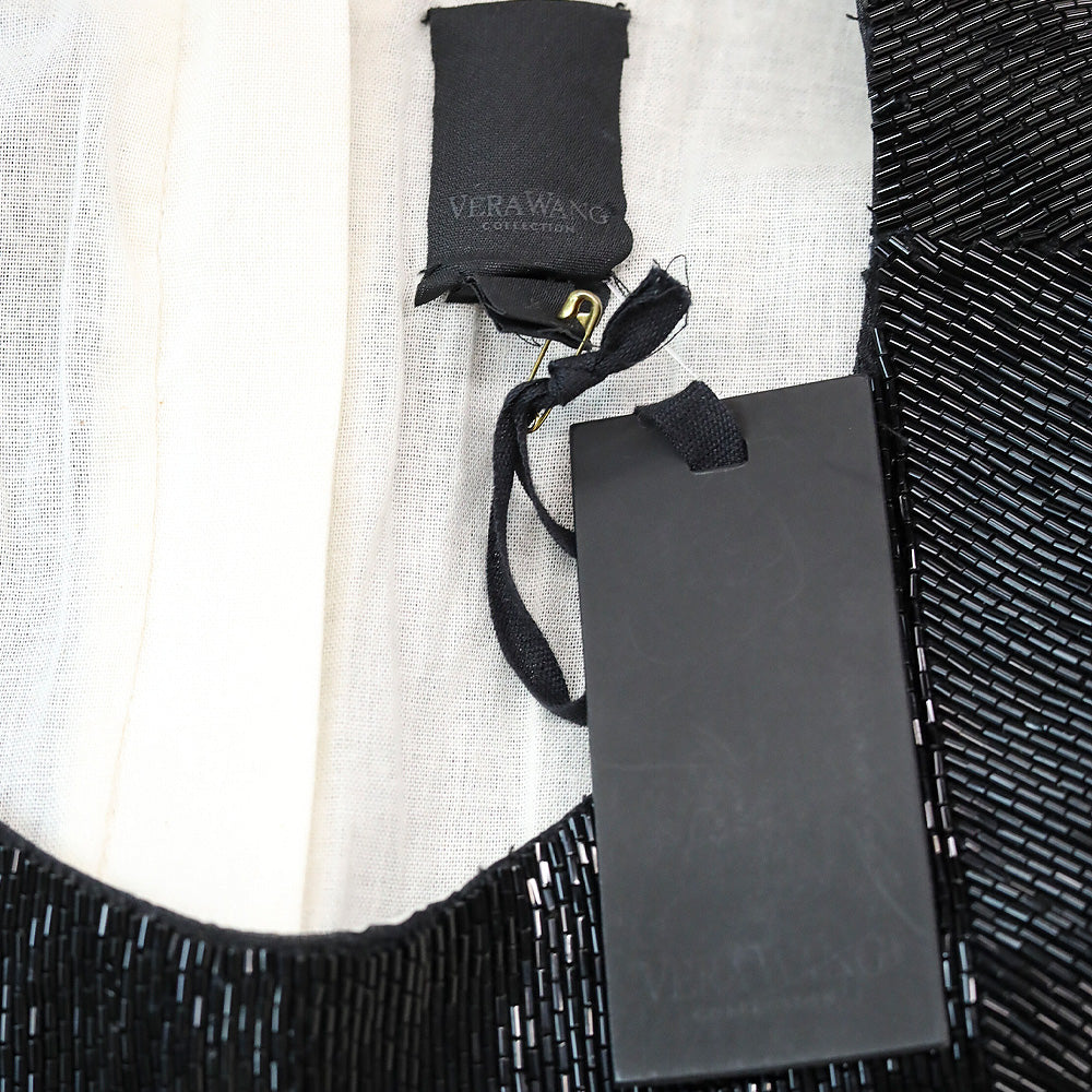 Vera Wang Black Long Beaded Silk Cropped Tank