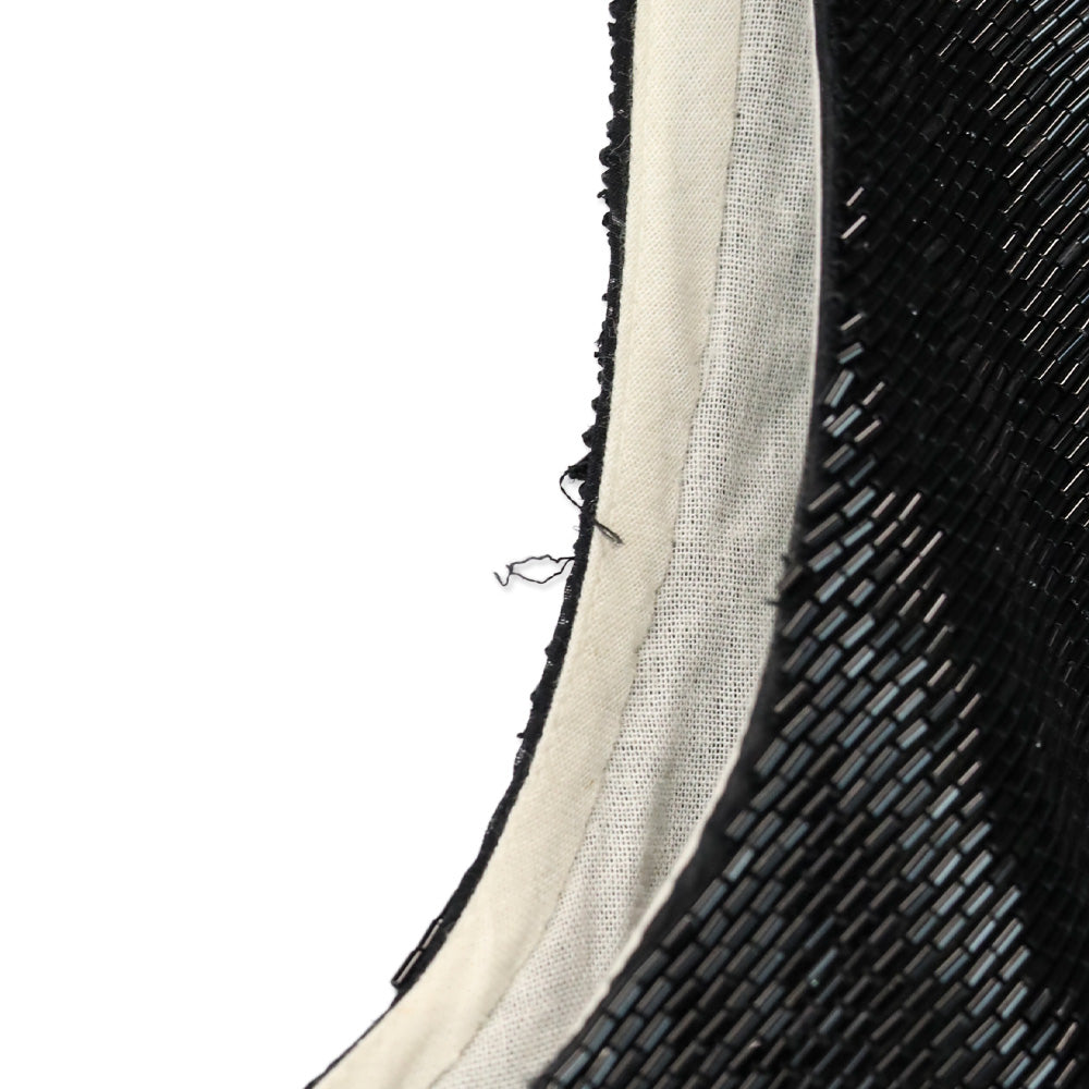 Vera Wang Black Long Beaded Silk Cropped Tank