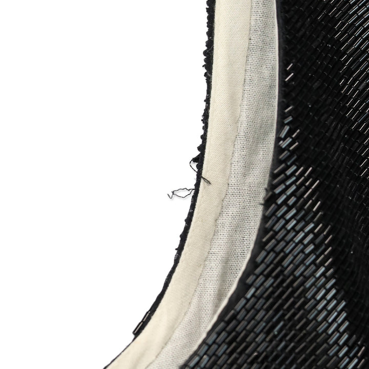 Vera Wang Black Long Beaded Silk Cropped Tank
