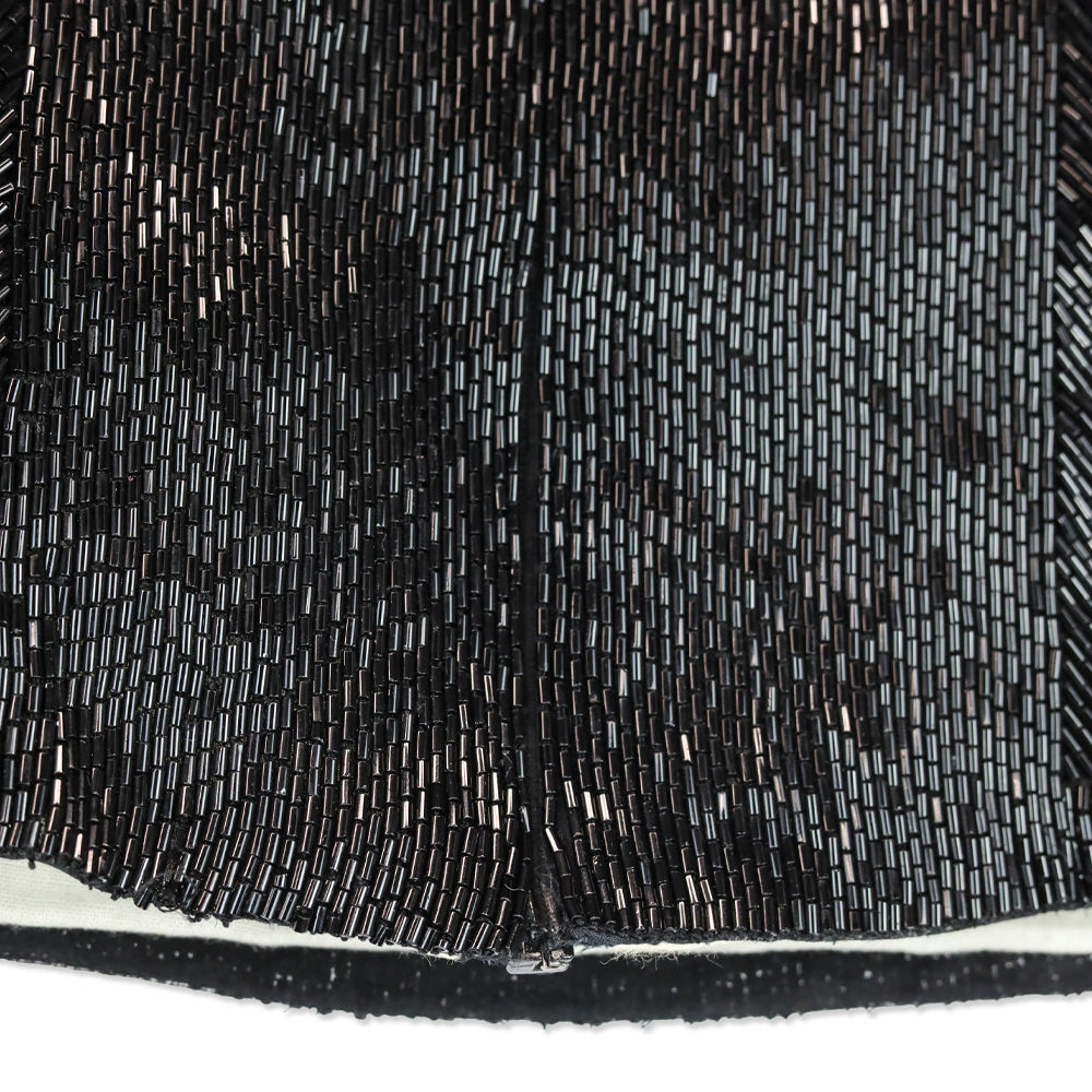 Vera Wang Black Long Beaded Silk Cropped Tank