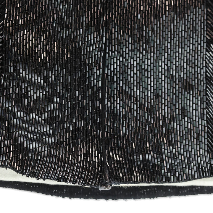 Vera Wang Black Long Beaded Silk Cropped Tank