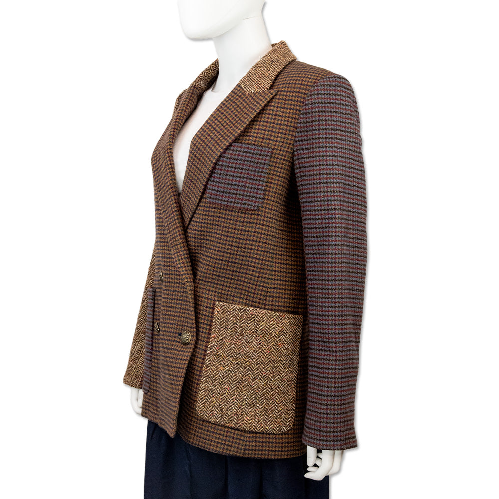 Veronica Beard Patchwork Tweed Double-Breasted Blazer